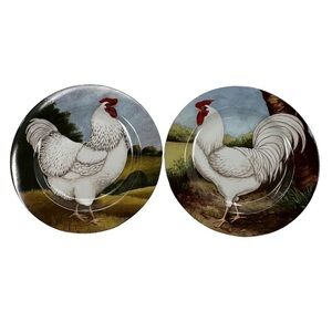 David Carter Brown On The Farm Rooster Decorative Plates Set Of 2